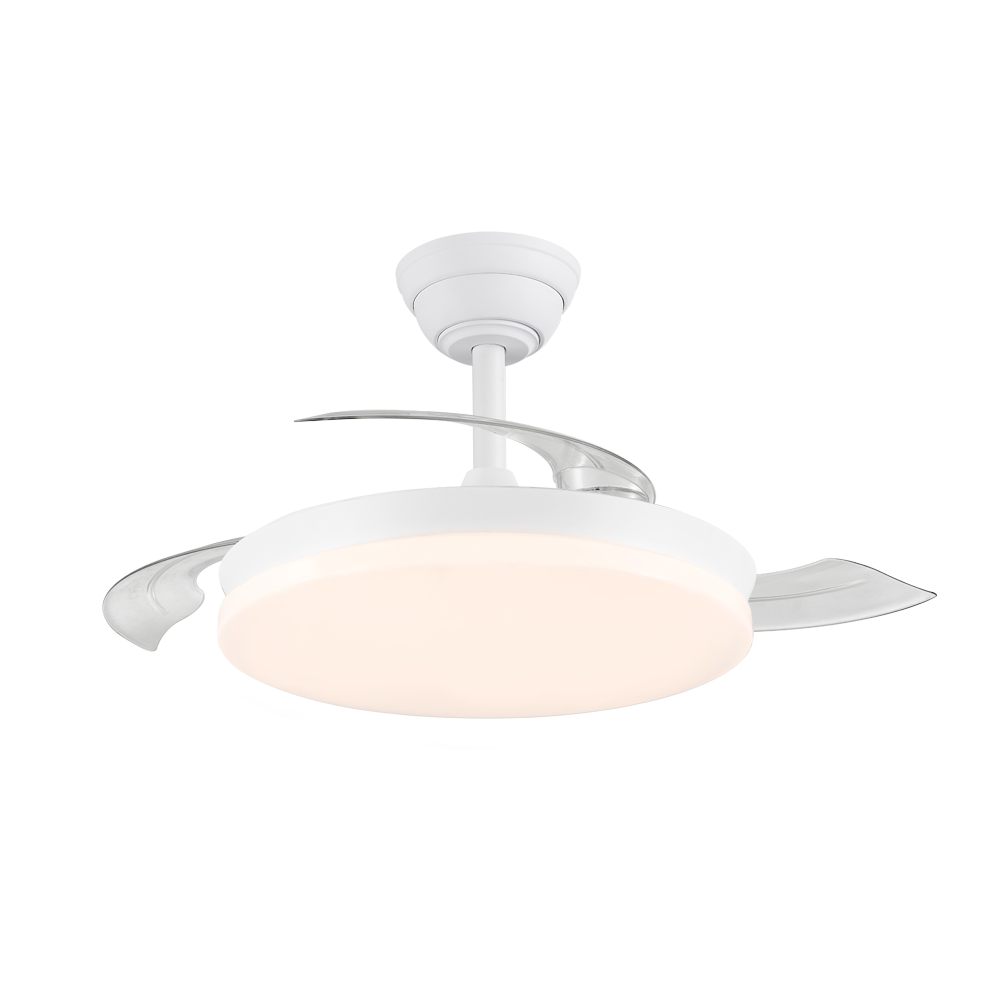 Milky Mini Eco Ventilador de Techo LED Aspas Retráctiles CristalRecord
