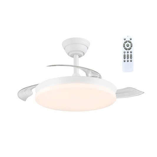 Ventilador de Techo con Luz LED Milky Mini Eco 39W Blanco CristalRecord - Vista frontal principal en fondo blanco | LuzGurú