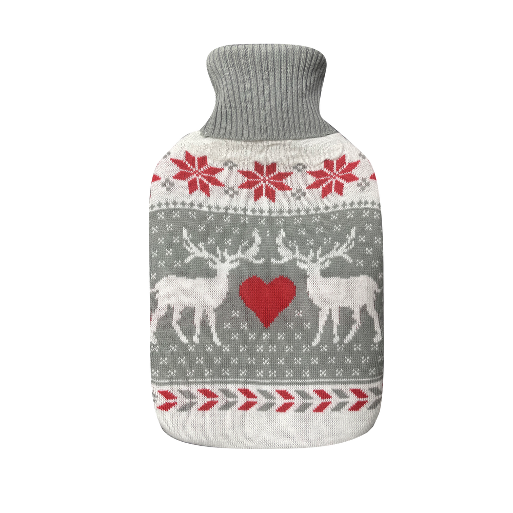 Bolsa de Agua Caliente MIMO 1,7 L 32 cm Gris y Rojo con Funda Renos Abrila