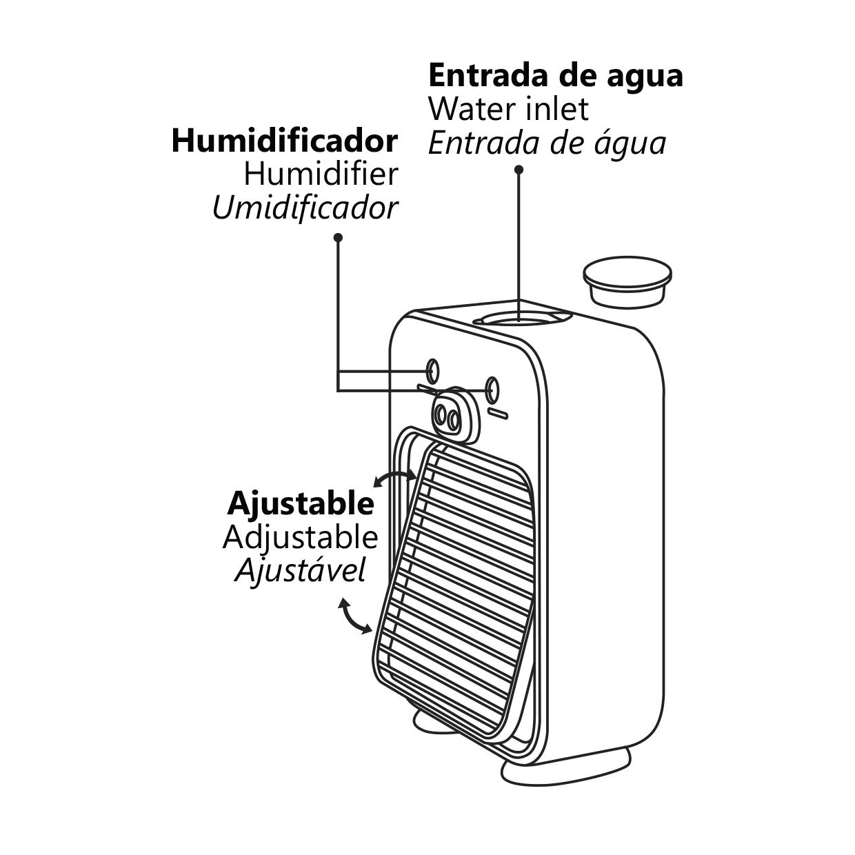 Mini Ventilador BRUMA de Alemar en funcionamiento, mostrando la salida de bruma y luz LED