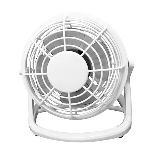 Mini ventilador de sobremesa Tango de Fabrilamp, color blanco, con puerto USB.