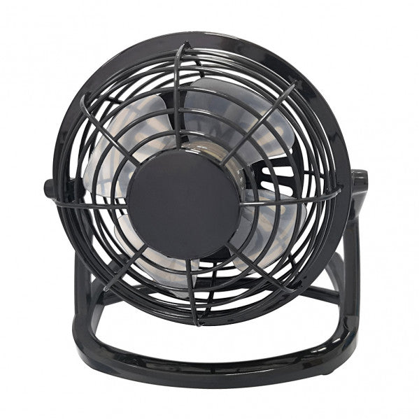 Mini Ventilador de Sobremesa Tango 2,5 W Negro Orientable USB Fabrilamp - Vista frontal principal en fondo blanco | LuzGurú