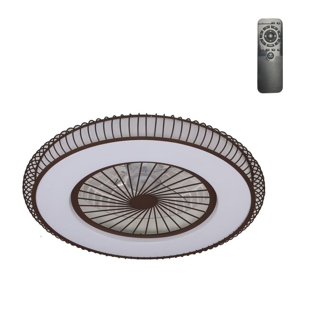 Ventilador Mirabel fabricado en Acrílico marrón con detalles en Metal marrón