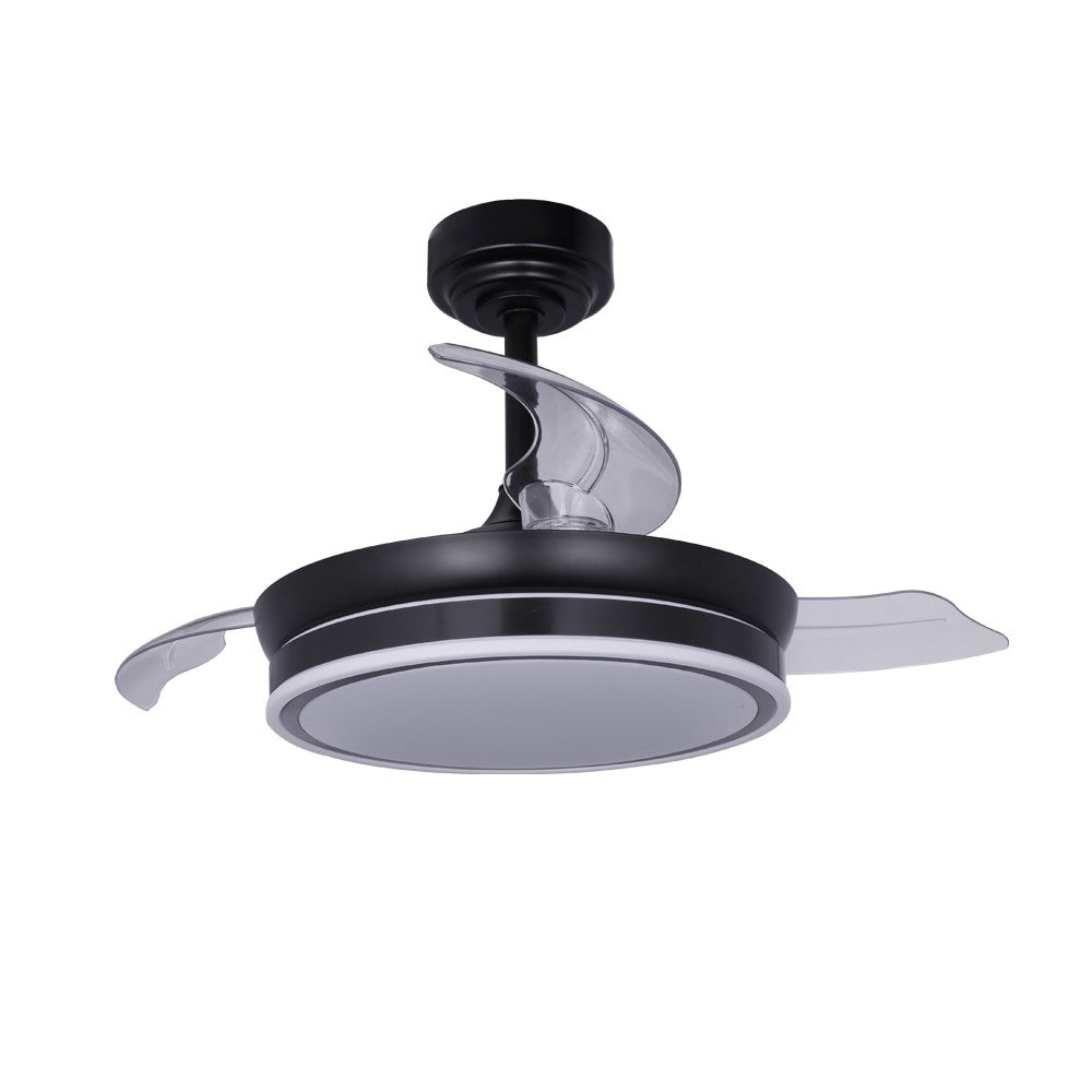 Elegante ventilador de techo negro ideal para dormitorio pequeño