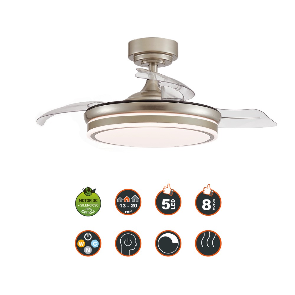 Ventilador LED Moss 72W Níquel CristalRecord - imagen 2 | CristalRecord