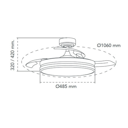 Ventilador LED Moss 72W Níquel CristalRecord - imagen 3 | CristalRecord