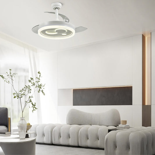 Ventilador Naira fabricado en Metal color Blanco con aspas de Acrílico