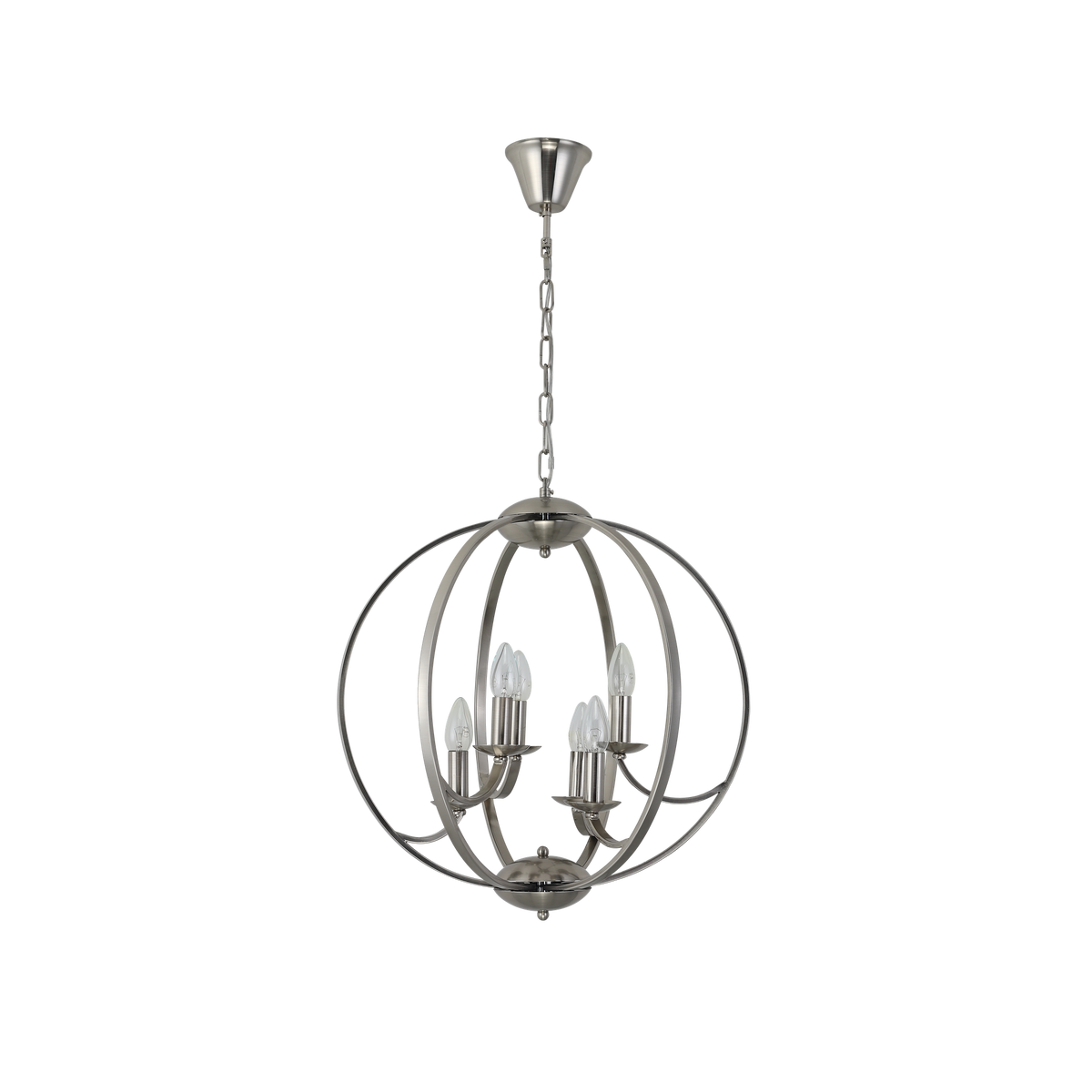Lámpara Colgante Narciso 6 Luces E14 Níquel Fabrilamp - vista principal | Fabrilamp / Abrila · Ref. 151396003