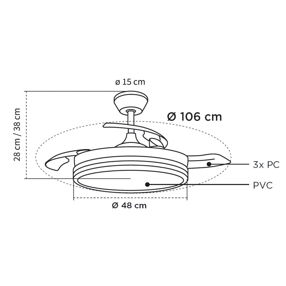 Ventilador de techo con motor DC silencioso