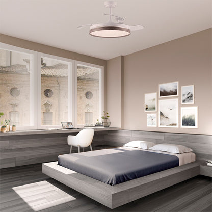 Ventilador Panam fabricado en Acero color Blanco y Madera Ceniza