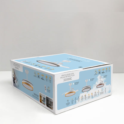 Elegante ventilador con luz, ideal para salón o dormitorio