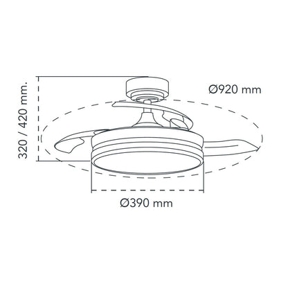 Elegante ventilador con luz regulable ideal para dormitorio