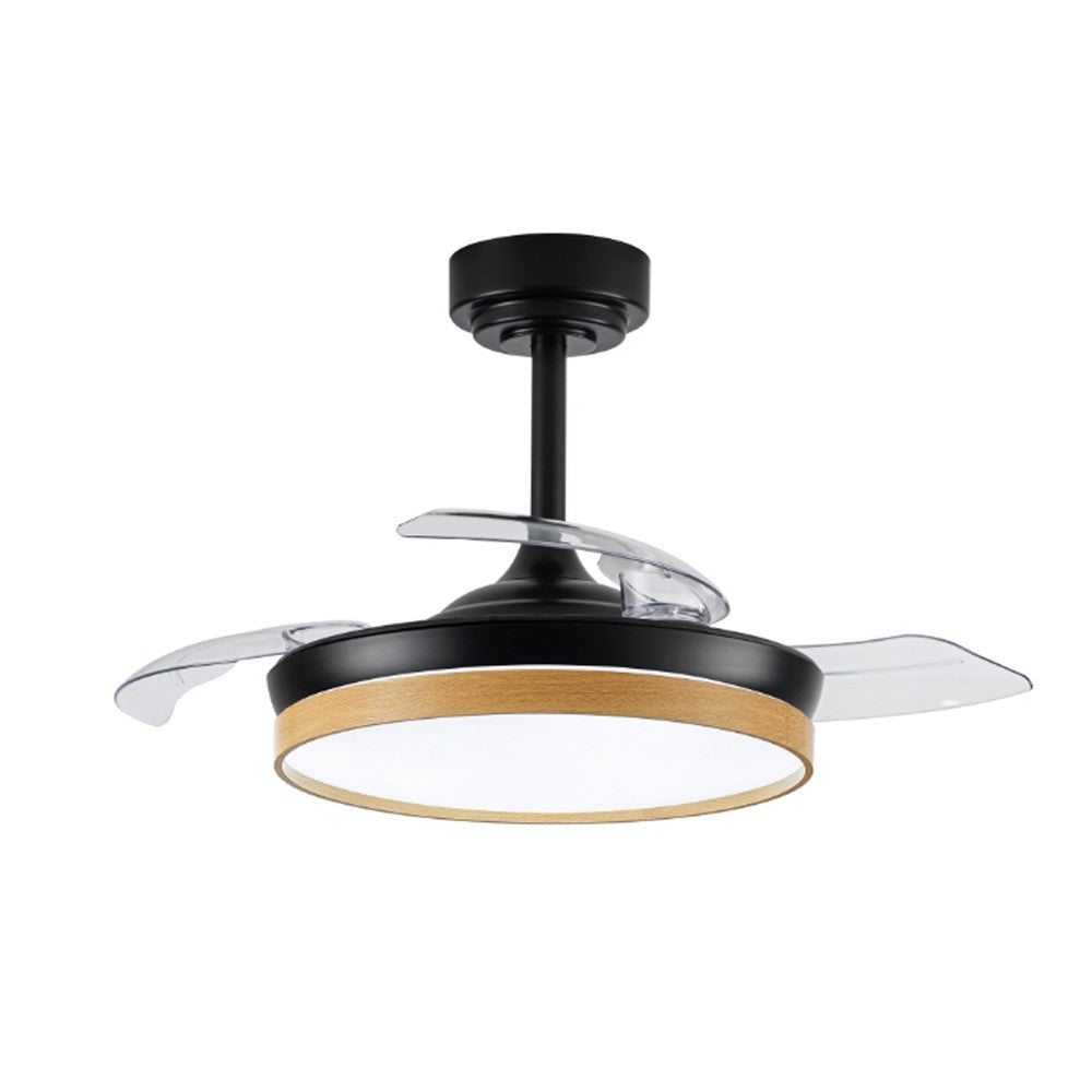 Ventilador de Techo con Luz LED Panam Mini Negro y Madera CristalRecord - vista principal | CristalRecord