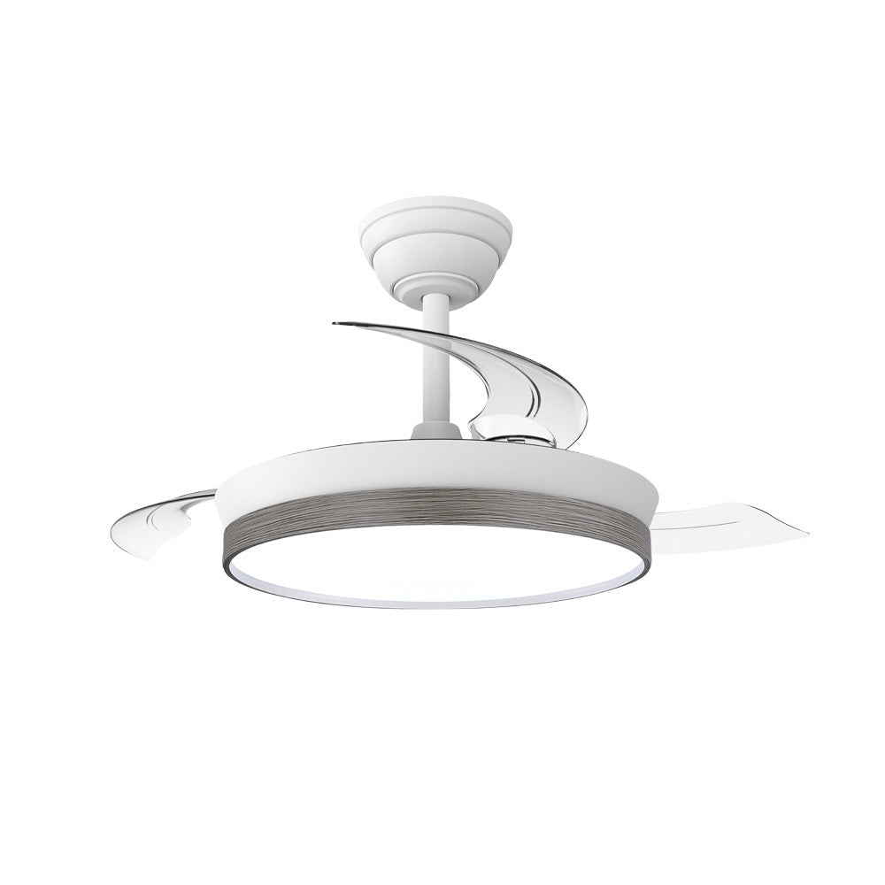 Elegante ventilador de techo con aspas retráctiles ideal para dormitorios