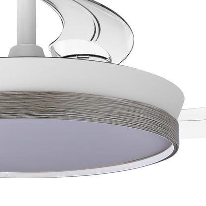 Ventilador Paneco Mini fabricado en Hierro y ABS color blanco y madera ceniza