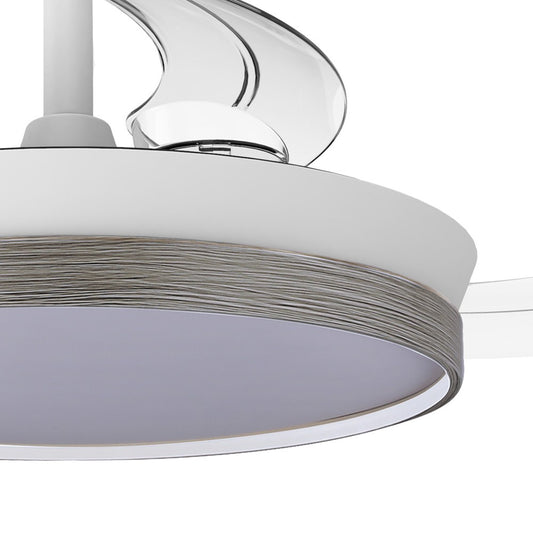 Ventilador Paneco Mini fabricado en Hierro y ABS color blanco y madera ceniza