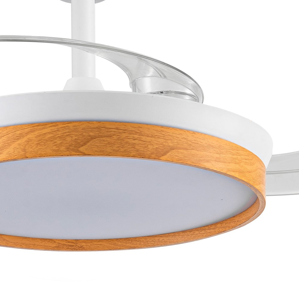 Ventilador Paneco Mini fabricado en Hierro y ABS color Blanco y Madera