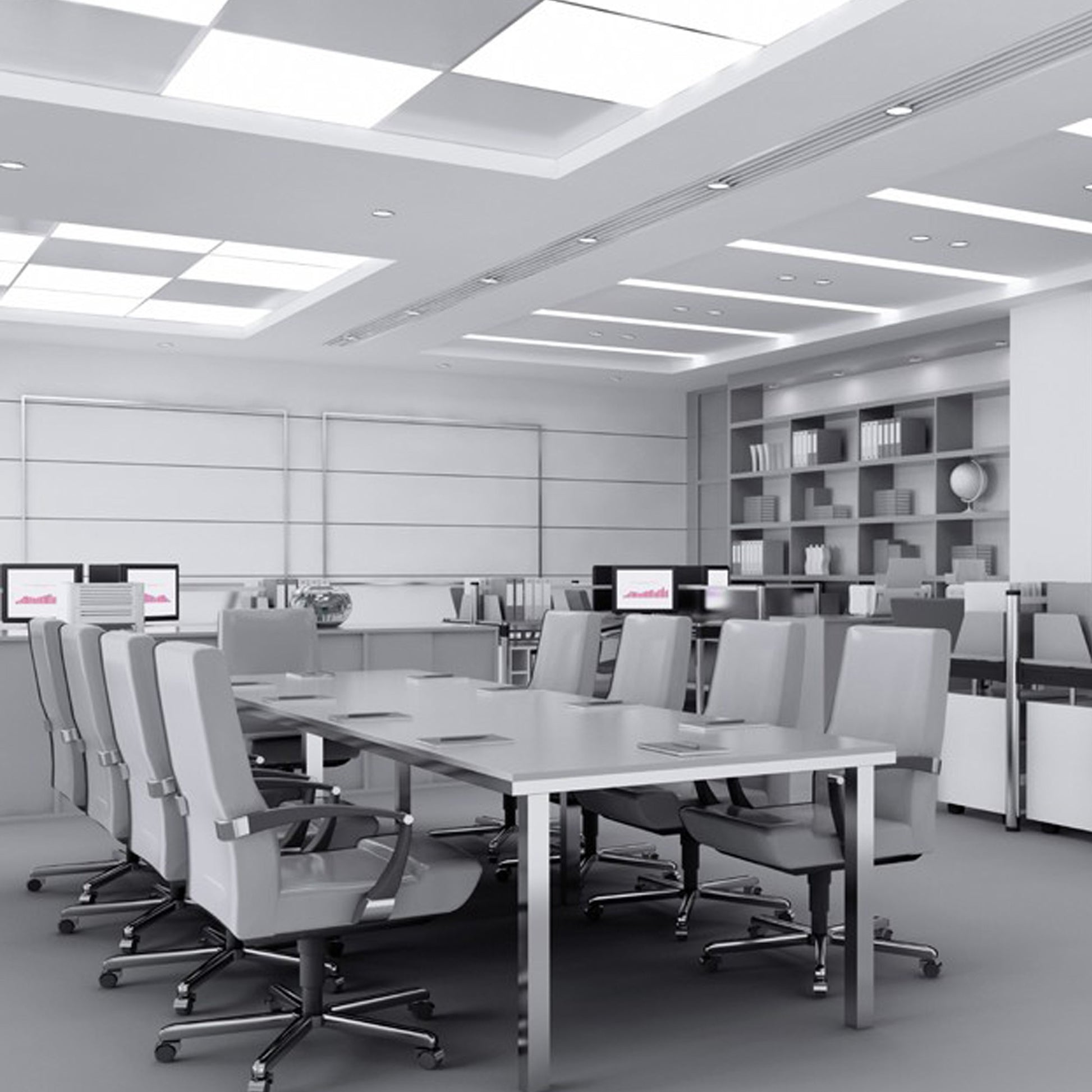 Panel LED fabricado en aluminio color blanco, ideal para oficinas y cocinas