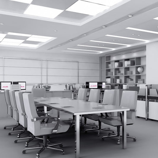 Panel LED fabricado en aluminio color blanco, ideal para oficinas y cocinas