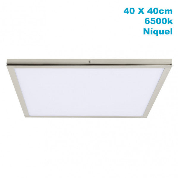 Panel de superficie Tivoli Niquel 36W 6500K, vista frontal. Fabrilamp en luzguru.com