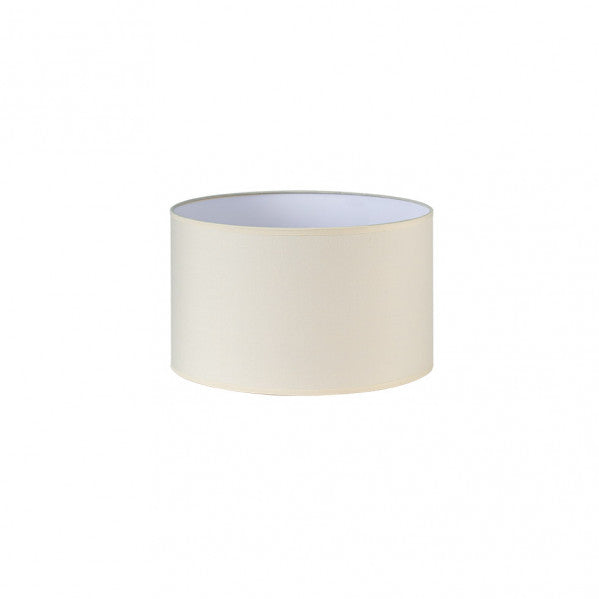 Pantalla cilíndrica Dori E27 beige de Fabrilamp, hecha de tejido popelín, ideal para iluminar tu hogar con estilo.