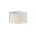 Pantalla cilíndrica Dori E27 beis de Fabrilamp, realizada en tejido popelín, 35x35x20 cm.  luzGuru.com