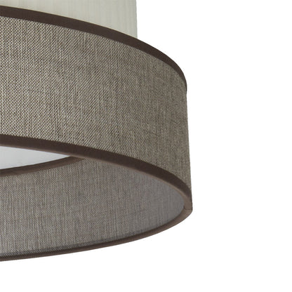 Pantalla Home fabricada en textil color marrón y beis con difusor incluido