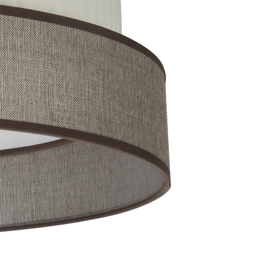 Pantalla Home fabricada en textil color marrón y beis con difusor incluido