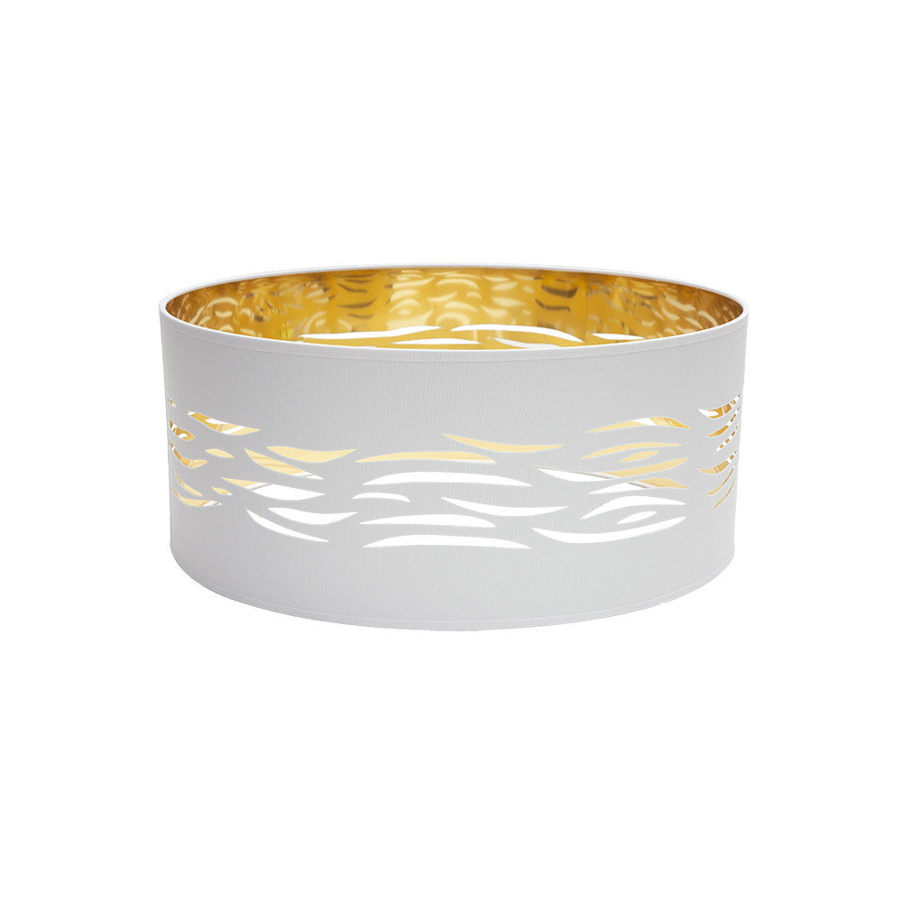 Pantalla colgante Niebla Fabrilamp / Abrila textil blanco y oro, Ref. 99.PA-157795075