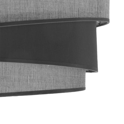 Pantalla de pie Hara Gris E27, vista lateral, detalle del tejido textil, luzguru.com