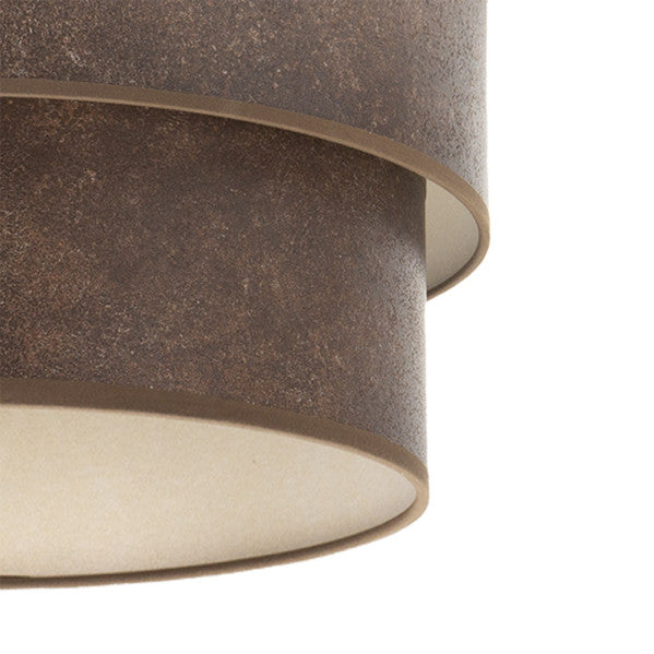 Pantalla colgante triple Smile M10 Óxido, detalle del tejido textil, Fabrilamp.