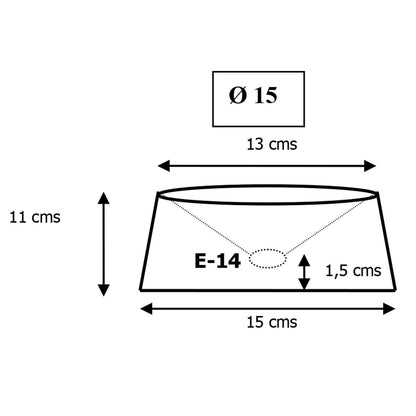 Pantalla Cono Perla E-14 AJP/Alemar (XP021/15): Dimensiones detalladas. Iluminación elegante y de alta calidad para tu hogar. Compra en LuzGuru.
