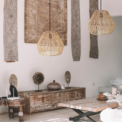 Lámpara boho chic de algas, ideal para salón