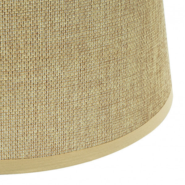 Pantalla Irene E27 Beige de Fabrilamp: Detalle del tejido textil saco-yute.