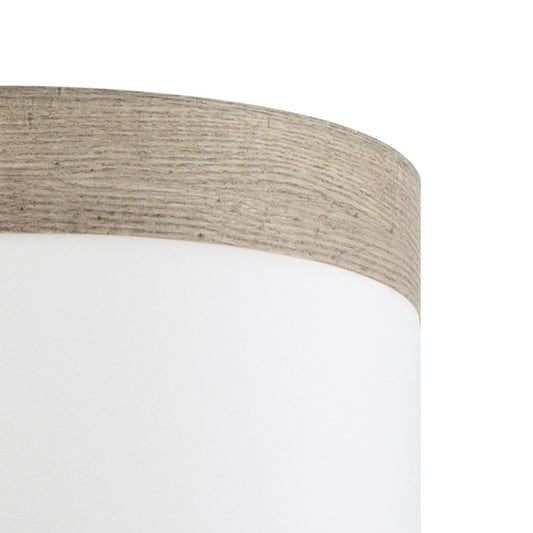 Pantalla Cloe fabricada en textil color blanco y madera gris para salón