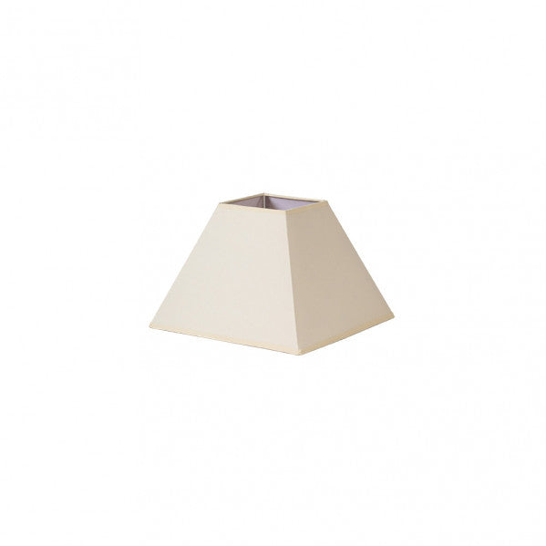 Pantalla piramidal Mezzo E27 beige de Fabrilamp, 25x11x18cm, tejido popelín. Perfecta para iluminación cálida.