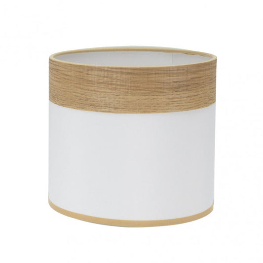 Pantalla de Sobremesa Cloe 17 cm Blanca y Madera Clara Fabrilamp - vista principal | Fabrilamp / Abrila