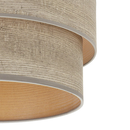 Pantalla doble Smile fabricada en Textil color Madera Gris para lámpara de mesa