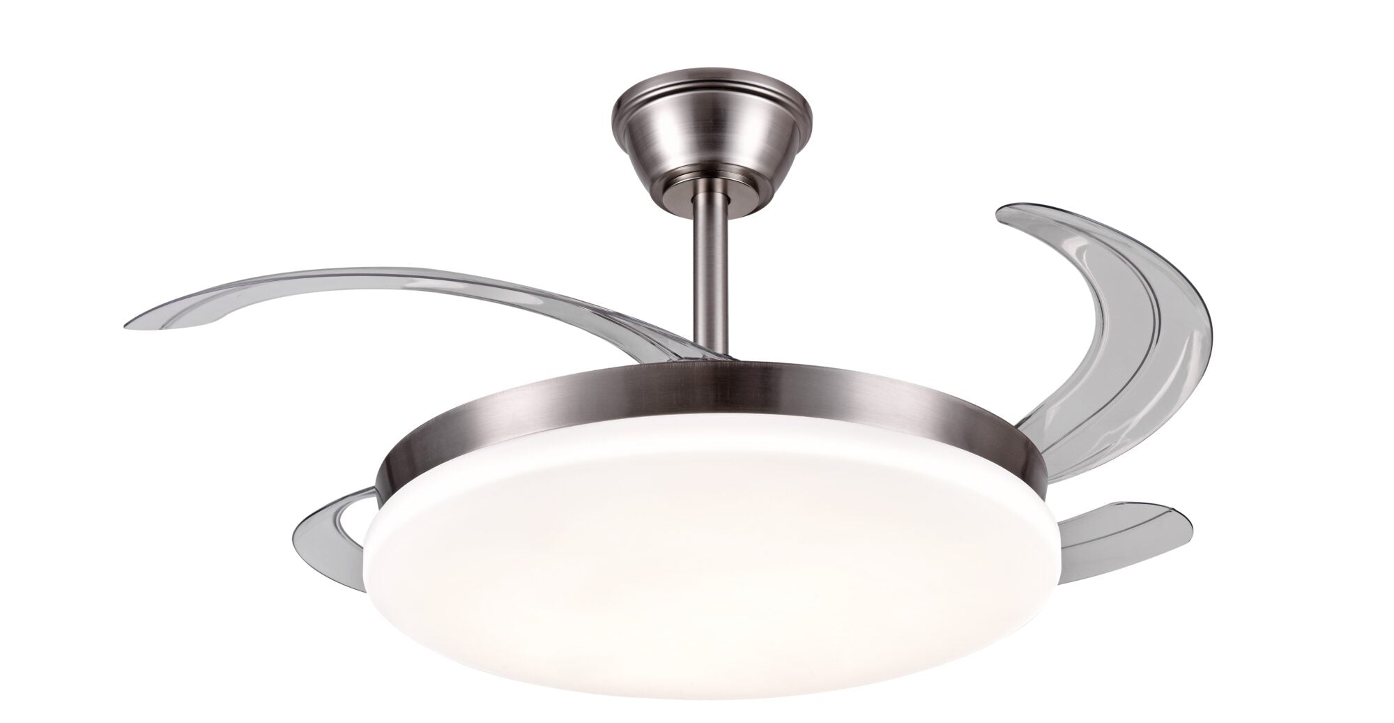 Ventilador de techo con luz LED AGATA-L de PB Lighting (Colección Agata-L) en color CROMO MATE de Ø108cm con 4 aspas y mando - Ref PB60212.

