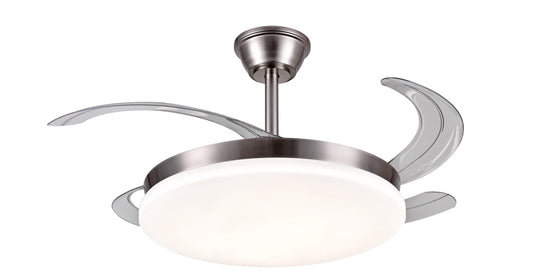 Ventilador de techo con luz LED AGATA-L de PB Lighting (Colección Agata-L) en color CROMO MATE de Ø108cm con 4 aspas y mando - Ref PB60212.

