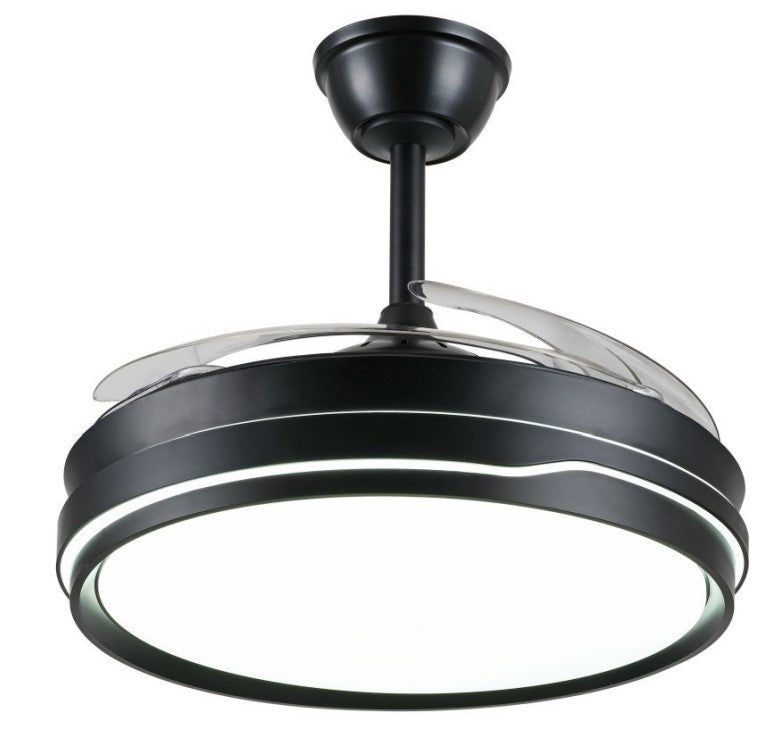 Ventilador de techo Selina-L de PB Lighting (Ø108cm) Negro, con luz LED CCT 8000lm, app Fan Lamp Pro y mando - Ref PB70224.

