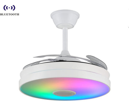Ventilador de techo Mina-L Musical de PB Lighting (Ø108cm) Blanco, con luz LED CCT-RGB, Bluetooth, app y mando - Ref PB80815.

