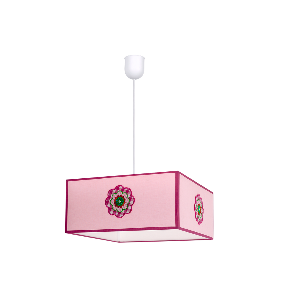 Lámpara Colgante Infantil Pétalo 35 cm Textil Rosa Fabrilamp
