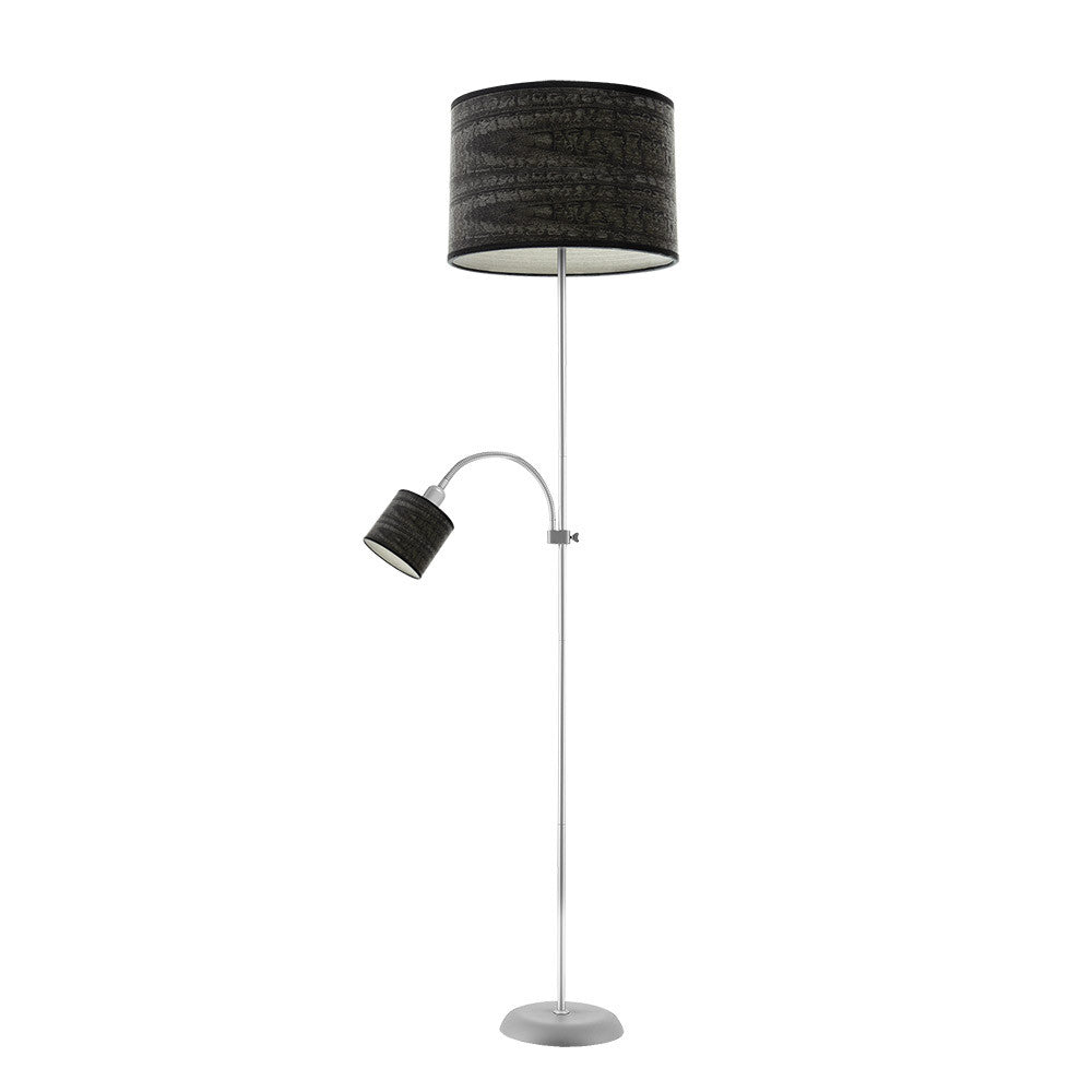Armonia Pie de Salón con Lector Plata y Madera Negra Fabrilamp / Abrila 188742010
