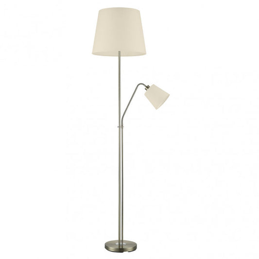 Lámpara de Pie de Salón Arturo con Lector 180 cm Cuero y Pantalla Beige Fabrilamp - vista principal | Fabrilamp / Abrila