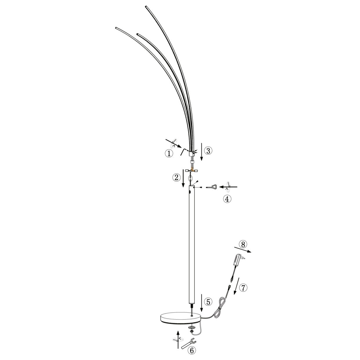 Medidas Pie de Salón ELAZ Negro LED 18W AJP/Alemar (Ref. 11608) - luzguru.com
