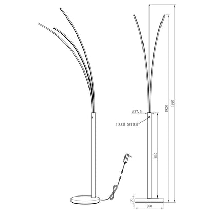 Pie de salón ELAZ Negro LED 18W AJP/Alemar (Ref. 11608): Dimensiones detalladas. Iluminación moderna y eficiente para tu salón.  Luzguru.com
