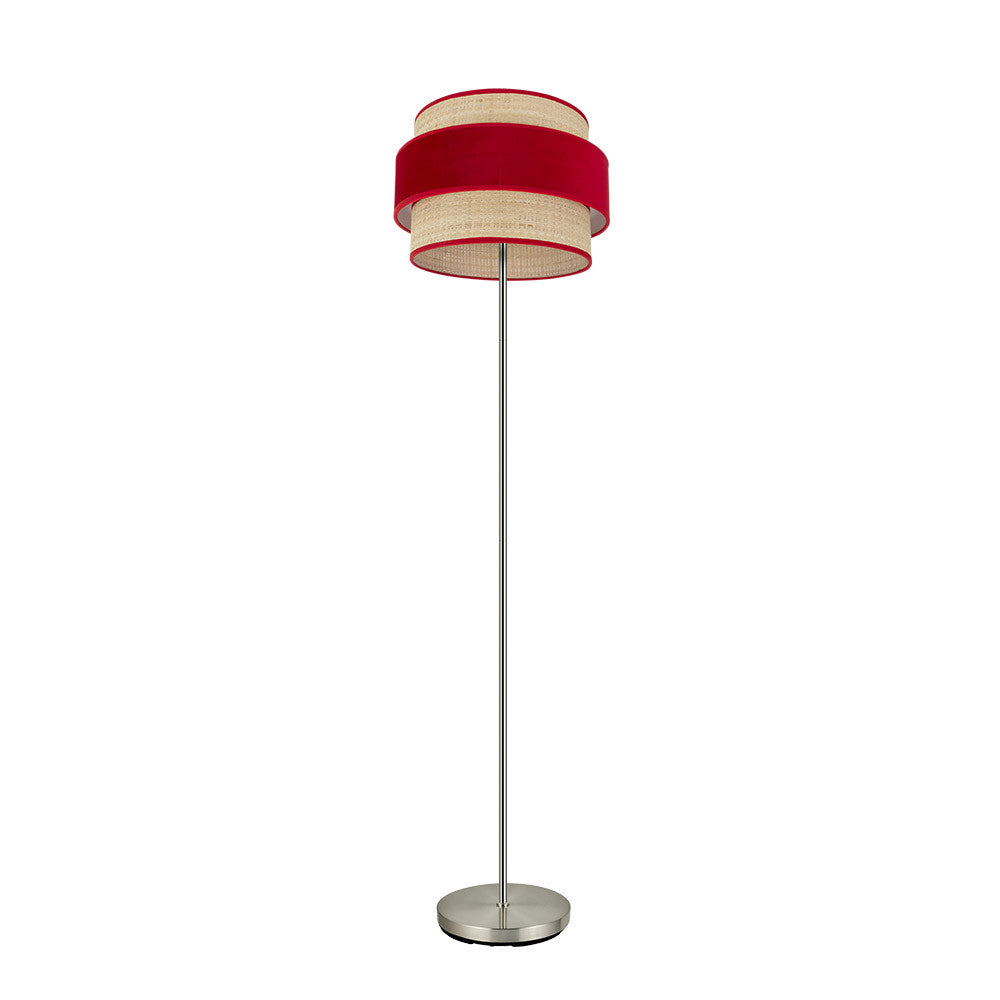 Lámpara de pie Reyes Fabrilamp / Abrila textil natural y rojo, ref. 177441007
