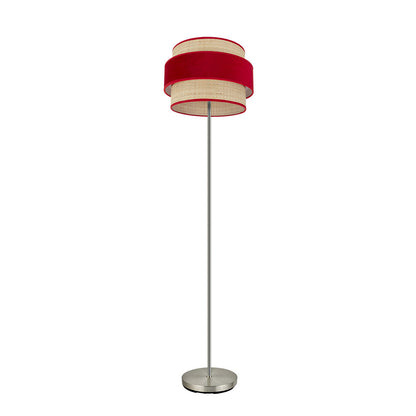 Lámpara de pie Reyes Fabrilamp / Abrila textil natural y rojo, ref. 177441007