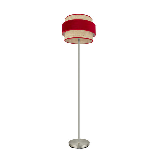 Lámpara de pie Reyes Fabrilamp / Abrila textil natural y rojo, ref. 177441007
